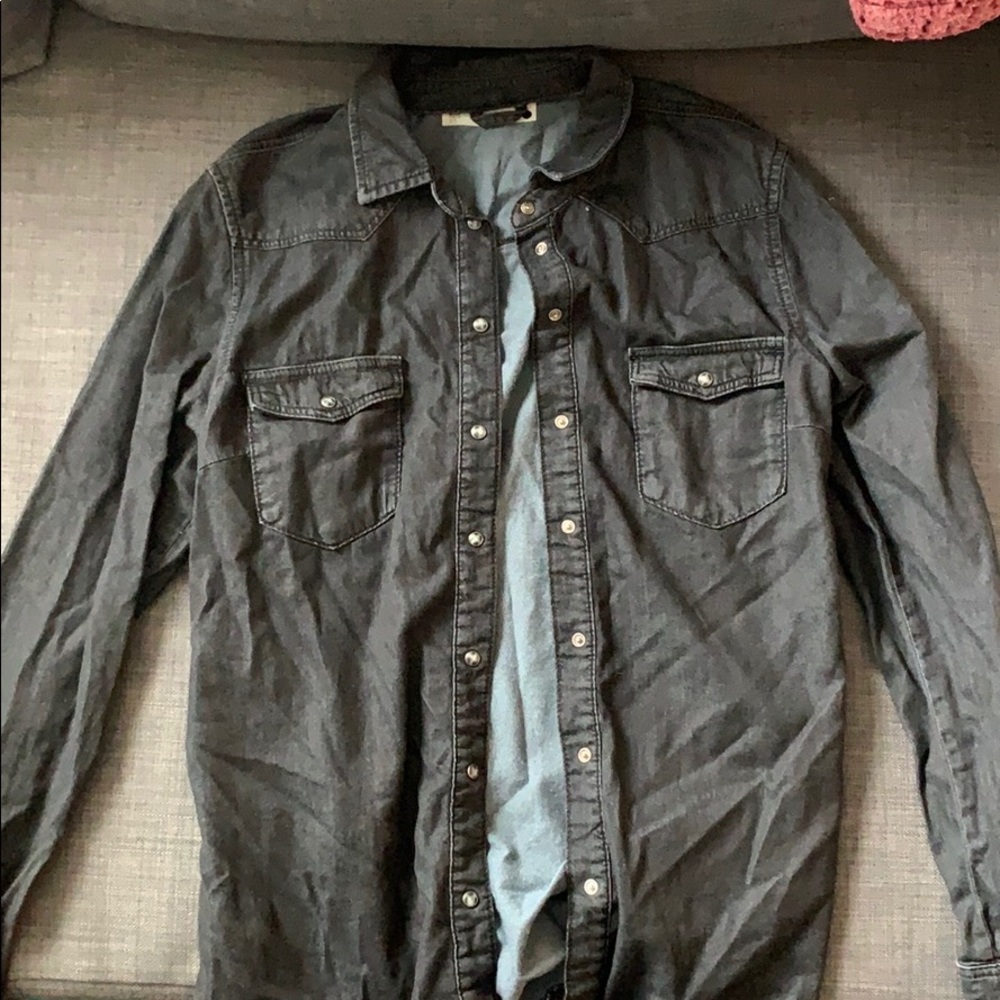 Topshop Black Jean Snap Button Jacket